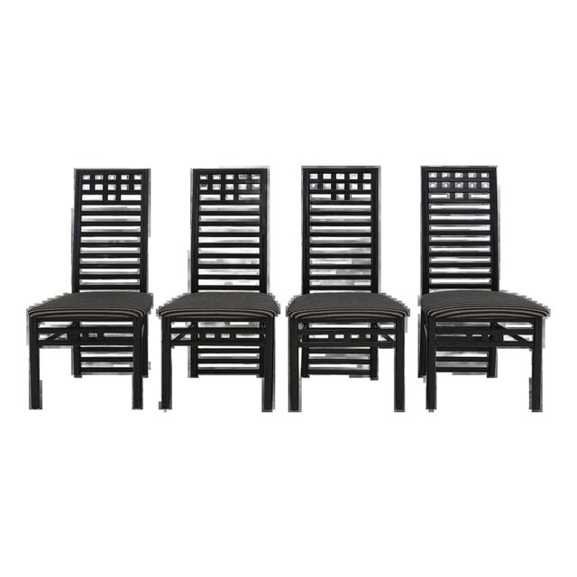 Mid 20th Century Set of 4 Geometric Ladder Back Chairs For Sale