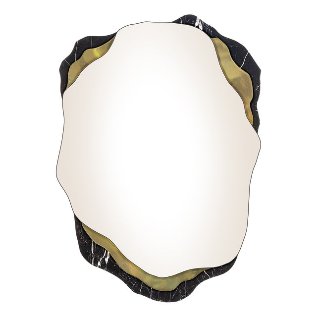 Arizona Mirror in Nero Marquina Marble and Polished Brass from InsidherLand For Sale