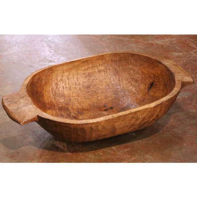 Late 19th Century 19th Century French Elm Dough Bowl With Hand-Carved Handle For Sale - Image 5 of 8