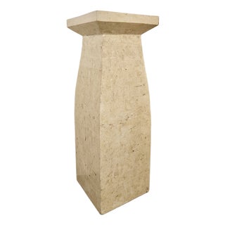 Postmodern Travertine Pedestal From 80's For Sale
