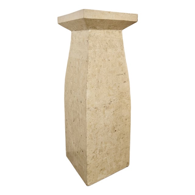 Postmodern Travertine Pedestal From 80's For Sale