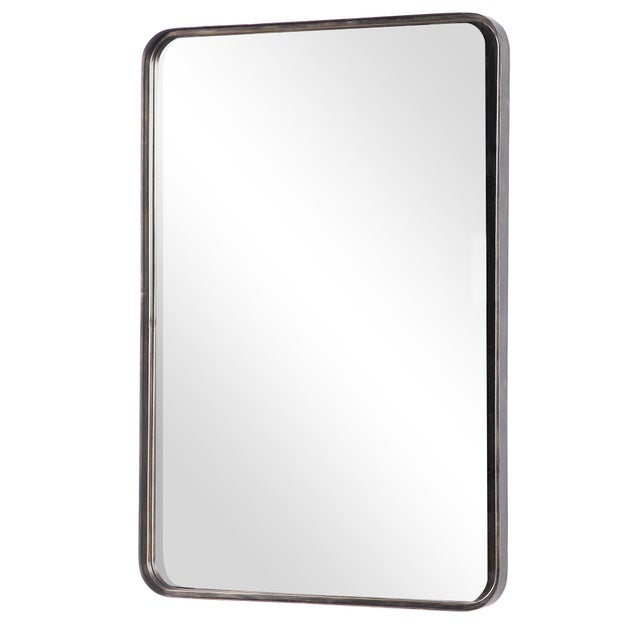 Soft Cornered Black Framed Mirror For Sale - Image 4 of 6