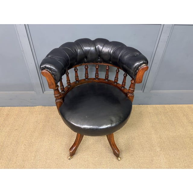 Victorian Mahogany Revolving Desk Chair, 1885 For Sale - Image 3 of 13
