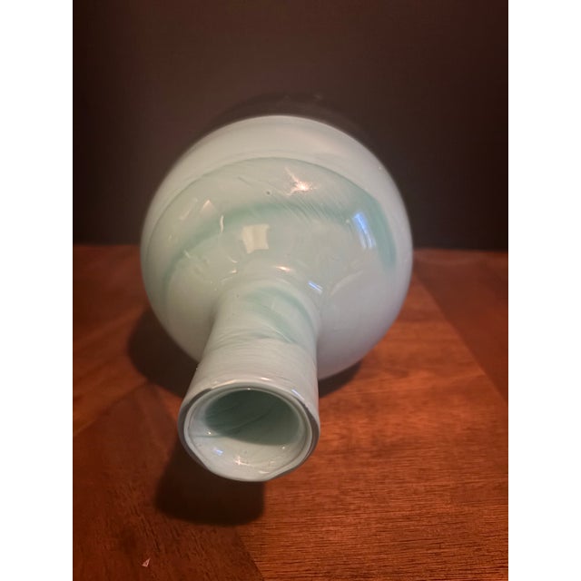 Glass West Elm Mid-Century Modern Italian Style Incalmo Blown Art Glass Vase - Teal, Blue & Green, 12 Retired For Sale - Image 7 of 8