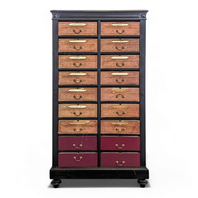 Brown Blackened Wooden Cardboard Box Cabinet For Sale - Image 8 of 8