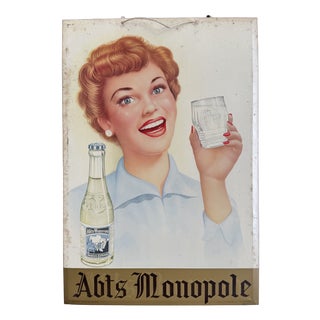 Vintage Metal Advertising Sign, Belgium, 1953 For Sale