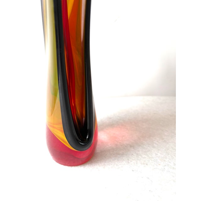 Joe Nielander Double Mouth Glass Sculpture Featuring a Red and Yellow Sommerso Design For Sale In New York - Image 6 of 6