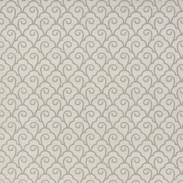 Contemporary Schumacher Scallop Filigree Sisal Wallpaper in Fog For Sale - Image 3 of 3