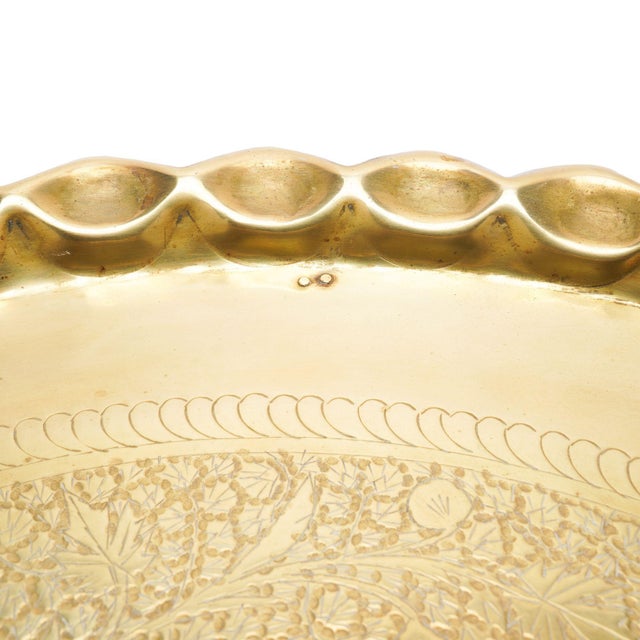 Metal Large Anglo-Indian Engraved Brass Tray, C. 1920 For Sale - Image 7 of 10