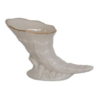 Lenox China Decorative Porcelain Cornucopia Made in Usa With 24k Gold Trim 5098b For Sale