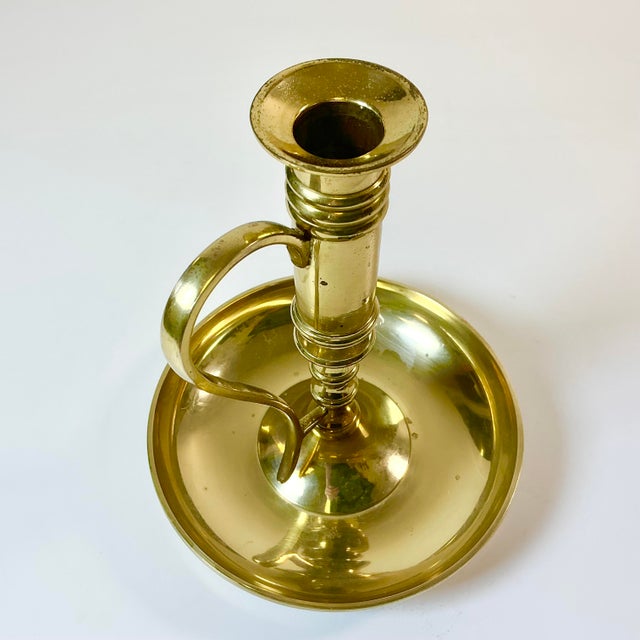 Mid-Century Americana Federal Arts & Crafts Bedside Style Brass Candle Holder For Sale - Image 9 of 14
