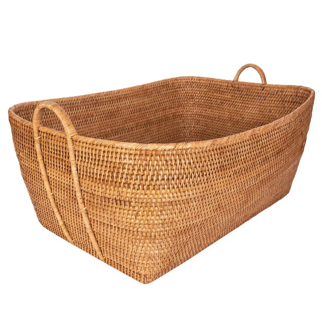2020s Artifacts Saboga Home Everything Basket with Hoop Handles in White Wash - 25" For Sale - Image 5 of 13
