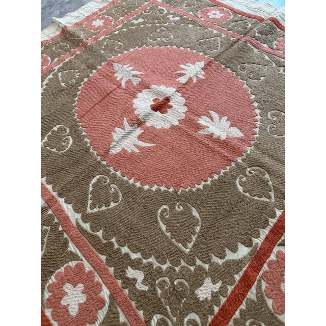 Suzani Textile Wall Art - Bohemian Embroidery 4'4'' X 4'5'' For Sale - Image 14 of 16