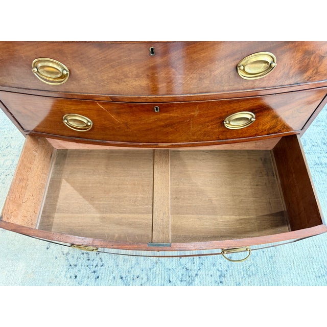 Late 18th Century Danish Bow Front Mahogany Chest With Working Key & Brass Hardware For Sale - Image 11 of 18
