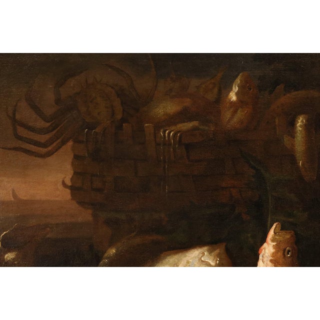17th Century Elena Recco, Still Lifes with Fish and Shellfish, 1690, Oil on Canvas, Set of 2 For Sale - Image 5 of 16