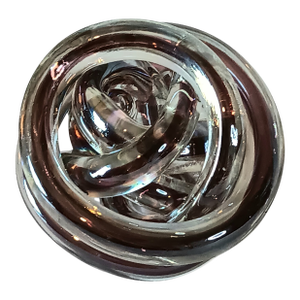 Abstract Art Glass Knot Twisted Infinity Decor Paperweight Clear & Purple Colors 4" X 3.5"