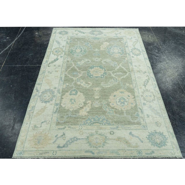 Early 21st Century Turkish Oushak Rug 3'11" x 6'3" #19259 For Sale - Image 5 of 8