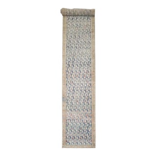 Early 20th Century Ink Blue Long Persian Malayer Runner - 3' x 18'7" For Sale