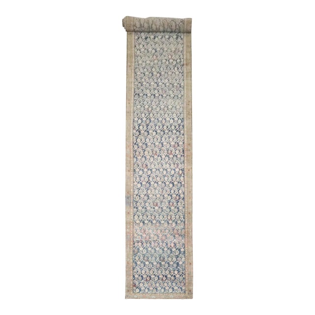Early 20th Century Ink Blue Long Persian Malayer Runner - 3' x 18'7" For Sale