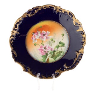 French Cobalt Porcelain and Ceramic Plate from Limoges For Sale