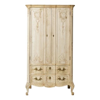 1900 Flemish Rococo Style Bleached Oak Armoire For Sale
