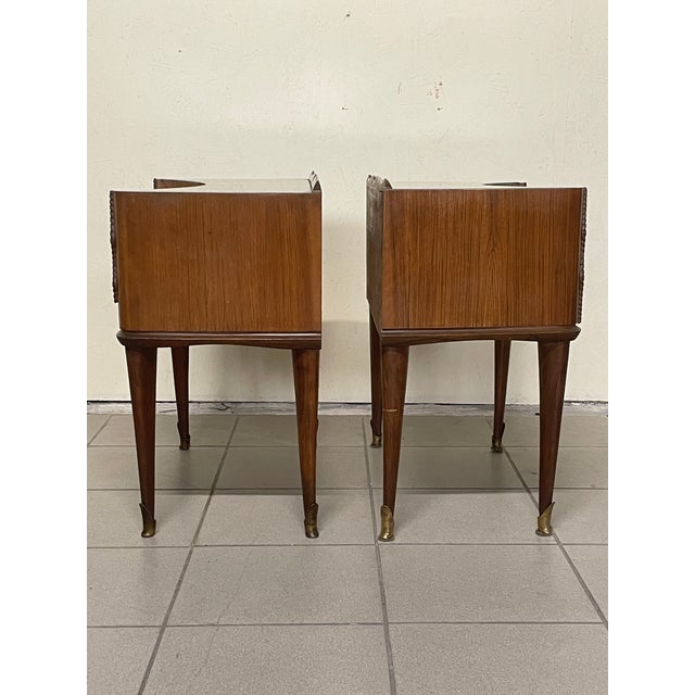 Vintage Wood and Glass Bedside Tables, 1950s, Set of 2 For Sale - Image 13 of 18