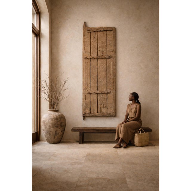 Authentic Vintage Djinge Mali Wood Door For Sale - Image 10 of 10