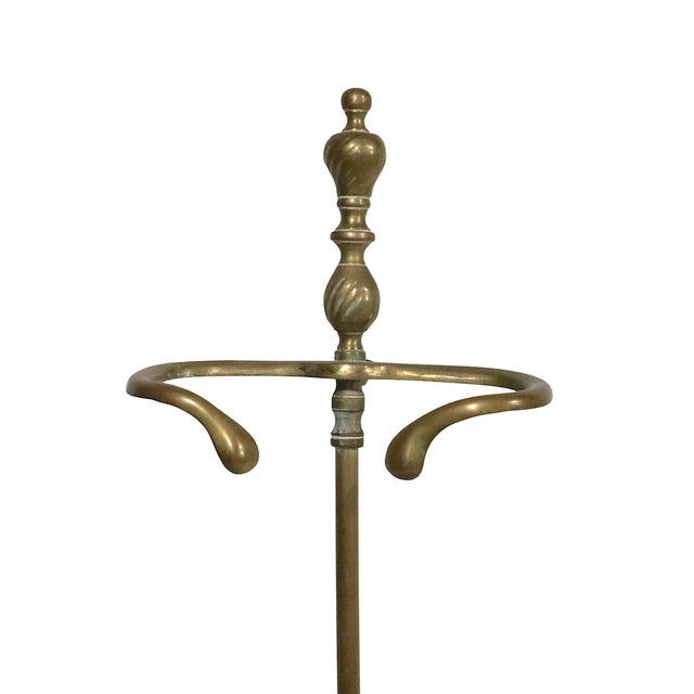 Virginia Metalcrafters Vintage Four Piece Brass Fireplace Tool Set For Sale - Image 4 of 10