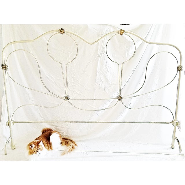 Metal 1940s Shabby Chic Wrought Iron King Size Headboard For Sale - Image 7 of 7