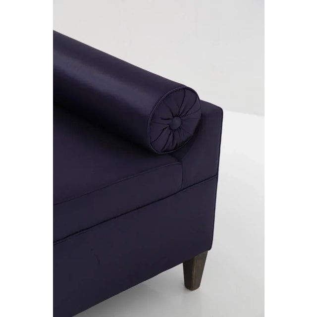 Small Italian Purple Satin Sofa with Roll Cushion, 1959 For Sale - Image 6 of 11