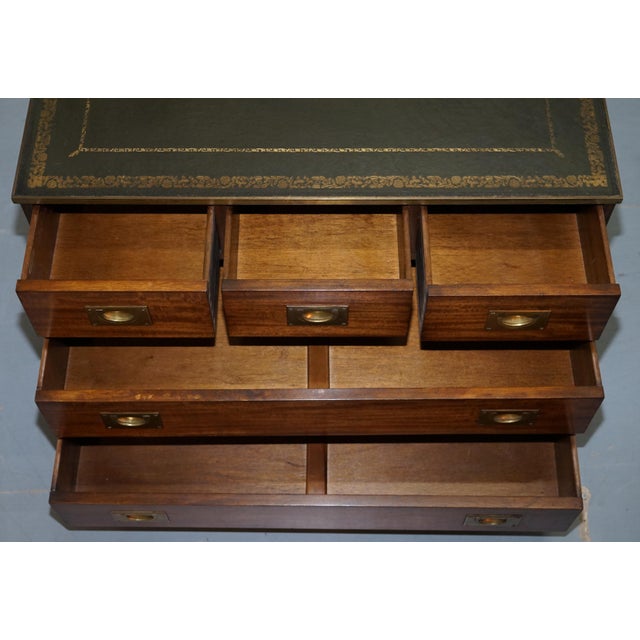 Reprodux Campaign Chest of Drawers with Leather Top by Bevan Funnell For Sale - Image 16 of 18