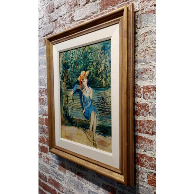 Constantin Terechkovitch -Lonely Woman Sitting at a Garden Bench -Russian Impressionist Oil Painting For Sale In Los Angeles - Image 6 of 8