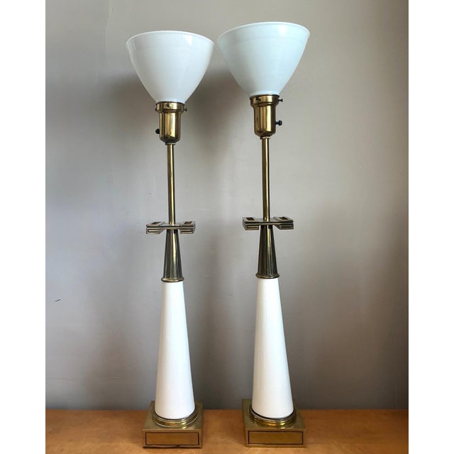 Designed by celebrated designer Tommi Parzinger for Stiffel, this exceptional pair of vintage table lamps embodies the...