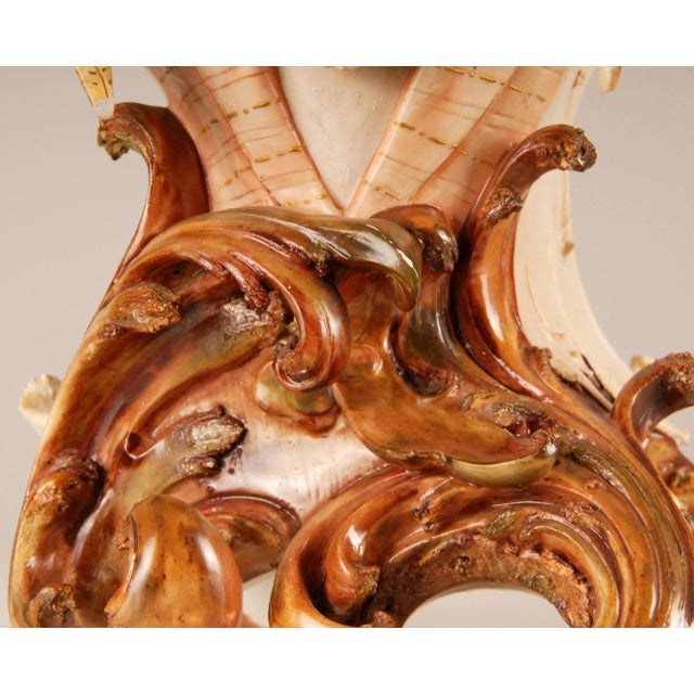 Art Nouveau Amphora Austria Bust Boy Figurine Polychrome Ceramic Pottery Sculpture For Sale - Image 9 of 13