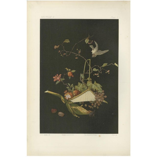 Vivid Hand-Colored Lithograph from Audsley’s The Ornamental Arts of Japan, 1882-1884 This exceptional hand-colored...
