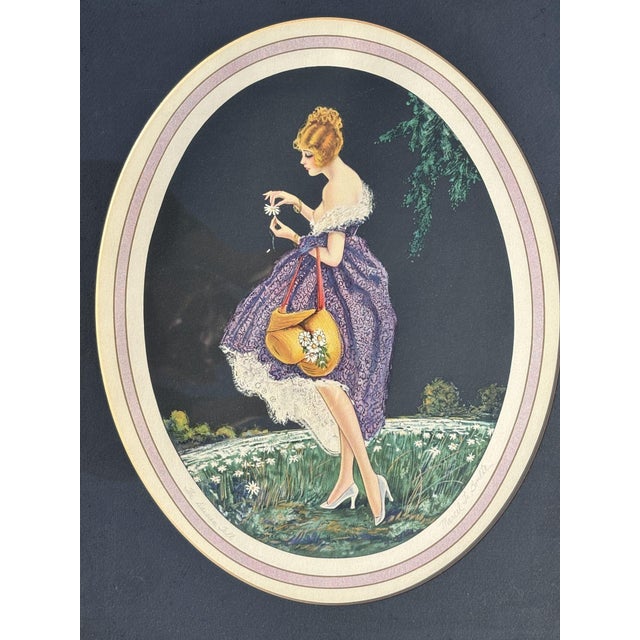 Art Deco 1920's Framed French Artwork "The Daisies Tell" by Marcel Le Boulte For Sale - Image 3 of 8