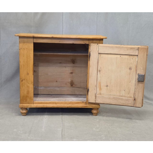 Farmhouse Antique English Pine Single Door Cupboard With Working Key and Original Hardware For Sale - Image 3 of 14
