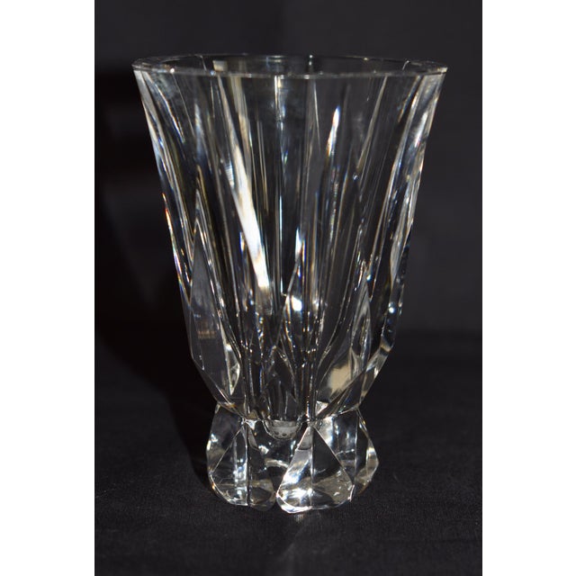Vtg. Art Deco Style Tapered Thick Cut Crystal Vase - Saint-Louis For Sale - Image 9 of 13