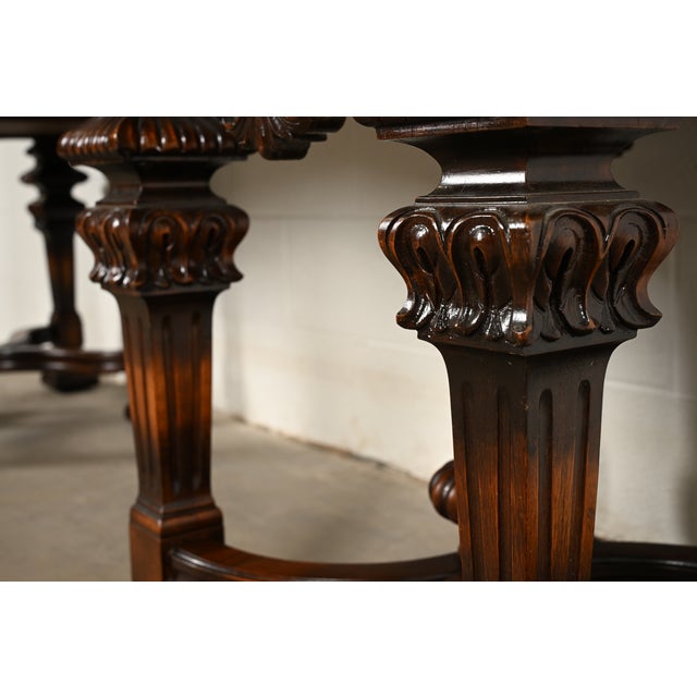 Antique Victorian Renaissance Revival Carved Mahogany Inlaid Marquetry Sideboard by Rockford Furniture, Circa 1920s For Sale - Image 12 of 18