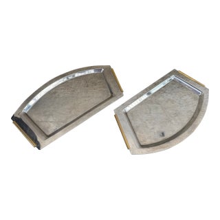 Vintage Summit 18/10 Stainless Steel Asymmetrical Tray With Brass Handles Italy For Sale