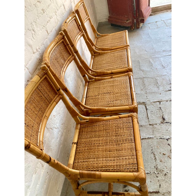 1970s Italian Wicker and Rattan Chairs, 1970s, Set of 4 For Sale - Image 5 of 16