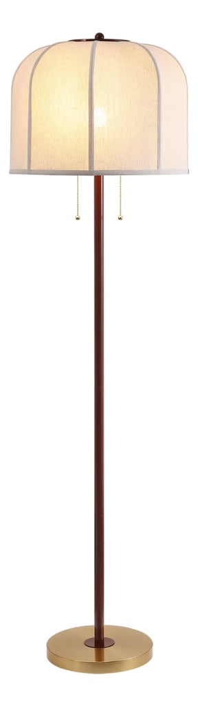 Masey 63.75" Off-White Cotton Shade Floor Lamp in Red/Gold