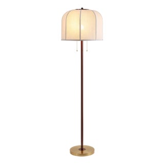 Masey 63.75" Off-White Cotton Shade Floor Lamp in Red/Gold For Sale