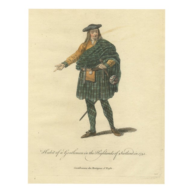 Jefferys, Gentleman in the Highlands of Scotland in 1745, Jefferys Costume Plate, 1757, Engraving For Sale