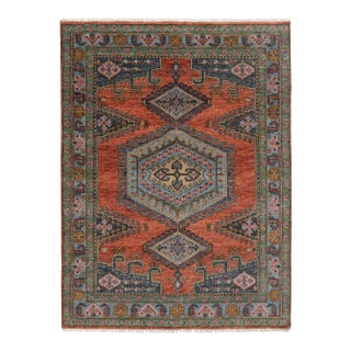 8x10Ft. Burnt Orange Persian Design Inspired Hand Knotted Premium Wool Rug For Sale