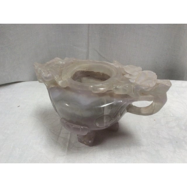 Chinese Carved Agate Dragon Decorated Vessel For Sale - Image 5 of 6