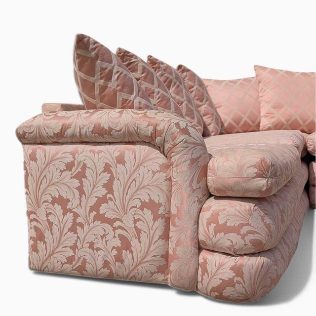 Pink 1980s Postmodern Pink Floral Curved Sectional Sofa For Sale - Image 8 of 18