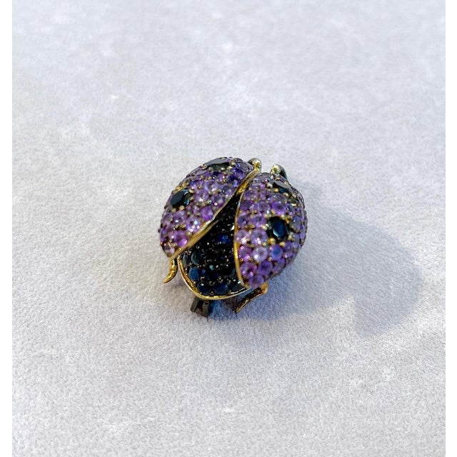 Amethyst Bochic Multi Color Natural Sapphire and Mix Gem Candy "Beetle" Brooch or Pendent For Sale - Image 8 of 18