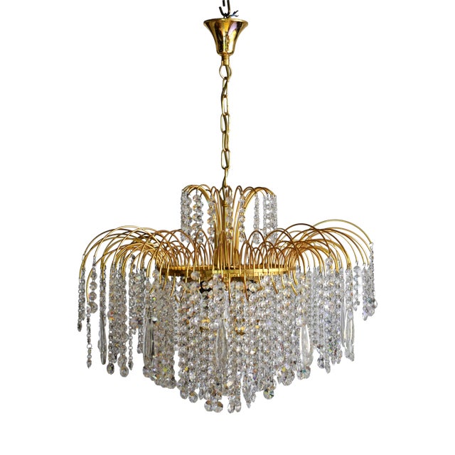 Large Hollywood Regency Swarovski Crystal Waterfall Chandelier, 1980s For Sale