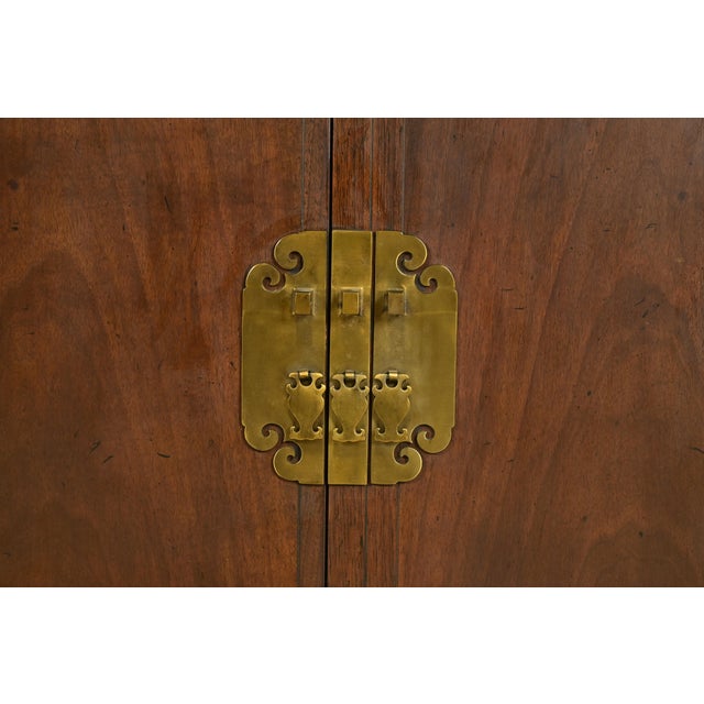 Wood Michael Taylor for Baker Furniture Hollywood Regency Chinoiserie Walnut Sideboard Credenza, Circa 1950s For Sale - Image 7 of 11